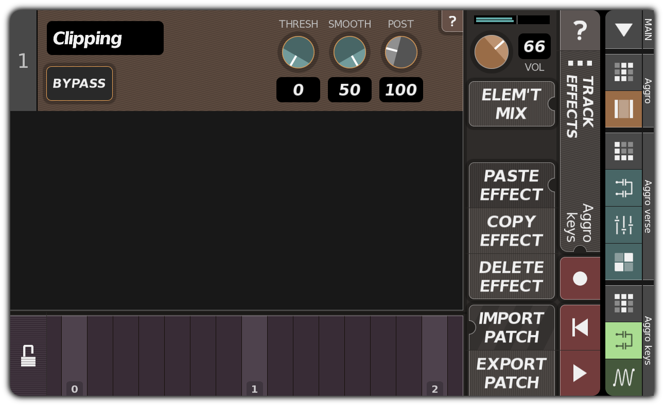 TRACK EFFECTS dialog with clipping