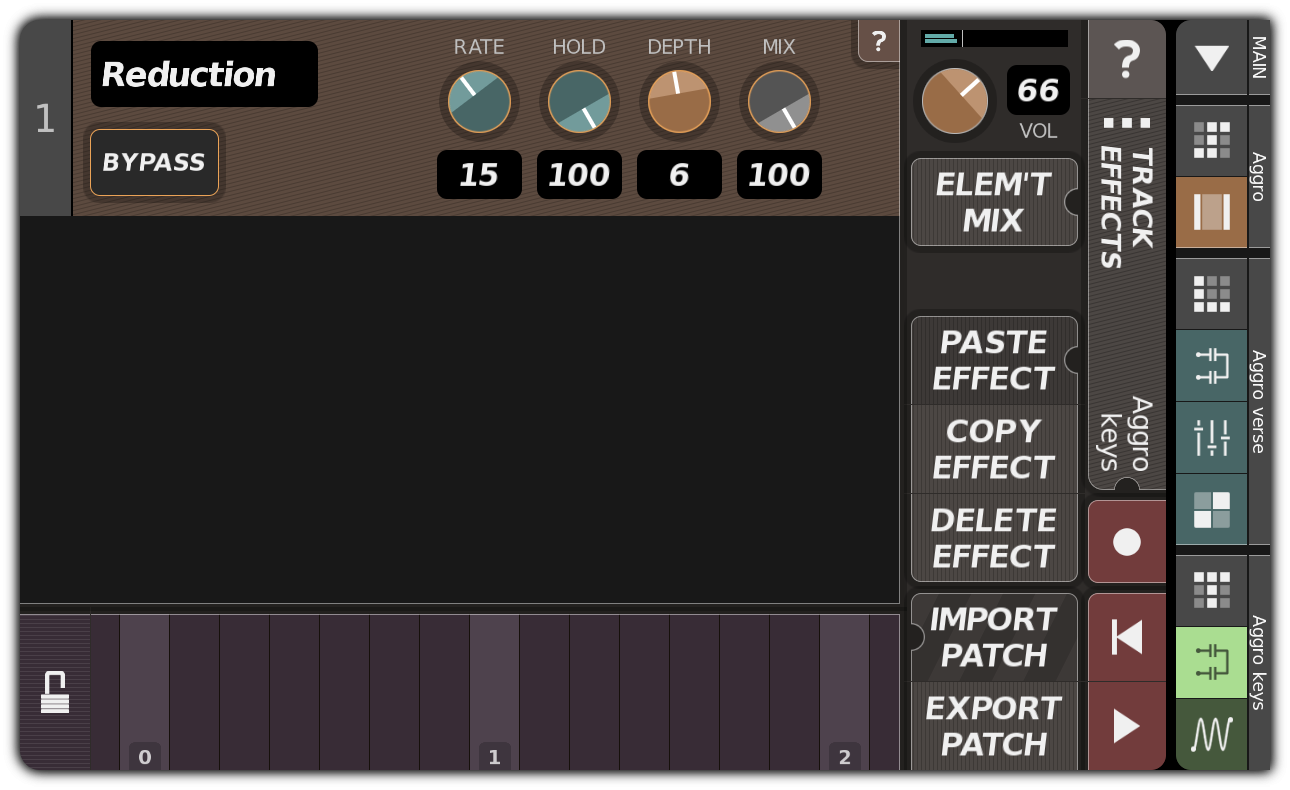 TRACK EFFECTS dialog with reduction