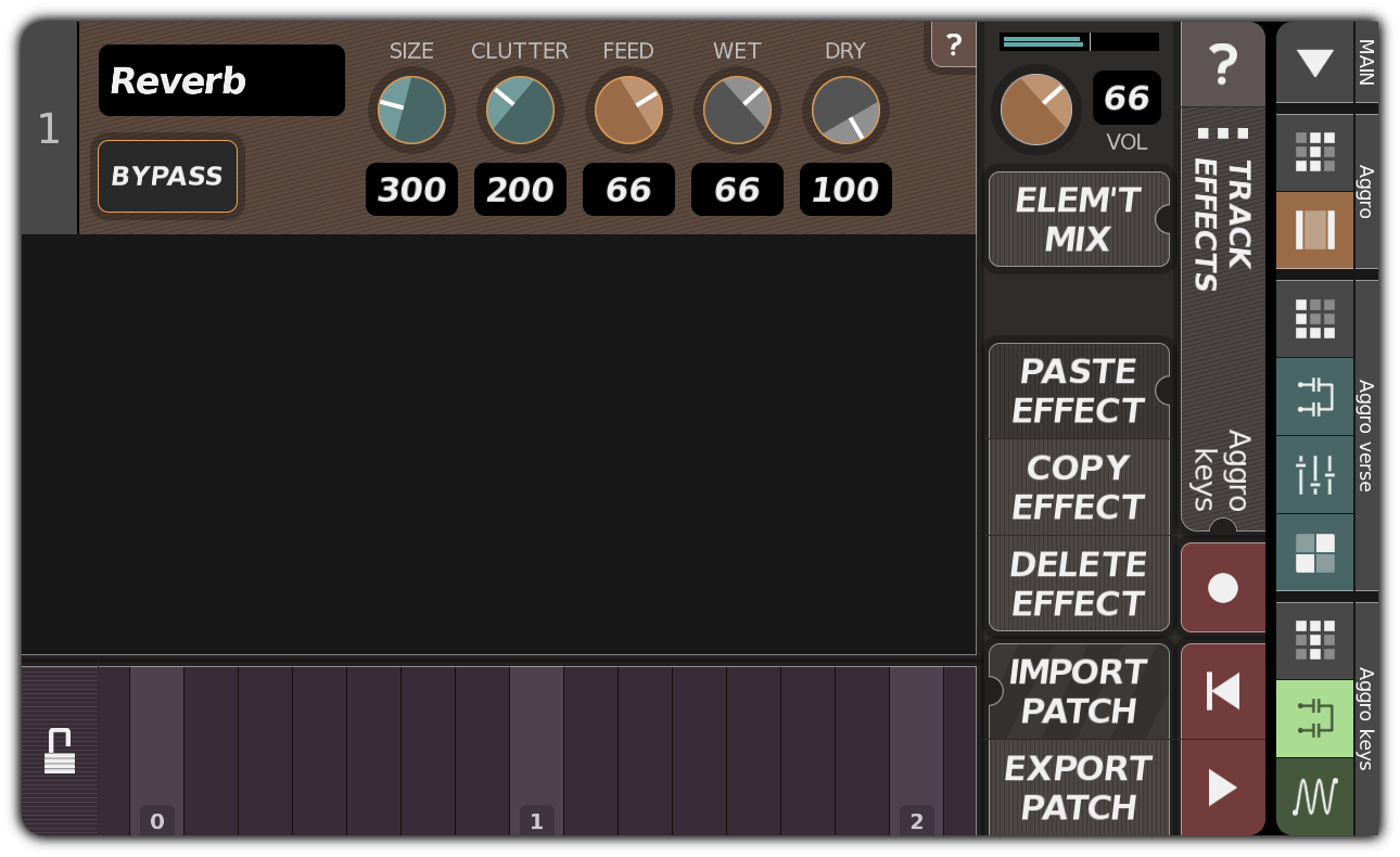 TRACK EFFECTS dialog with reverb